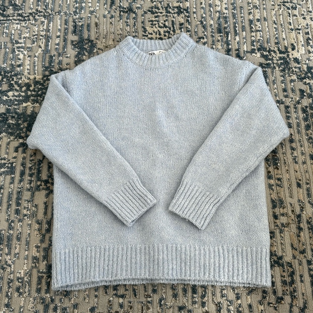 ZARA Oversized Crewneck Sweater | Size Small | Light Blue